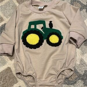 Baby Romper with Tractor Design
